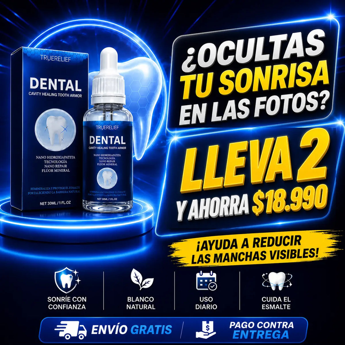Suero dental anti-manchas: lleva 2 frascos y ahorra $18.990