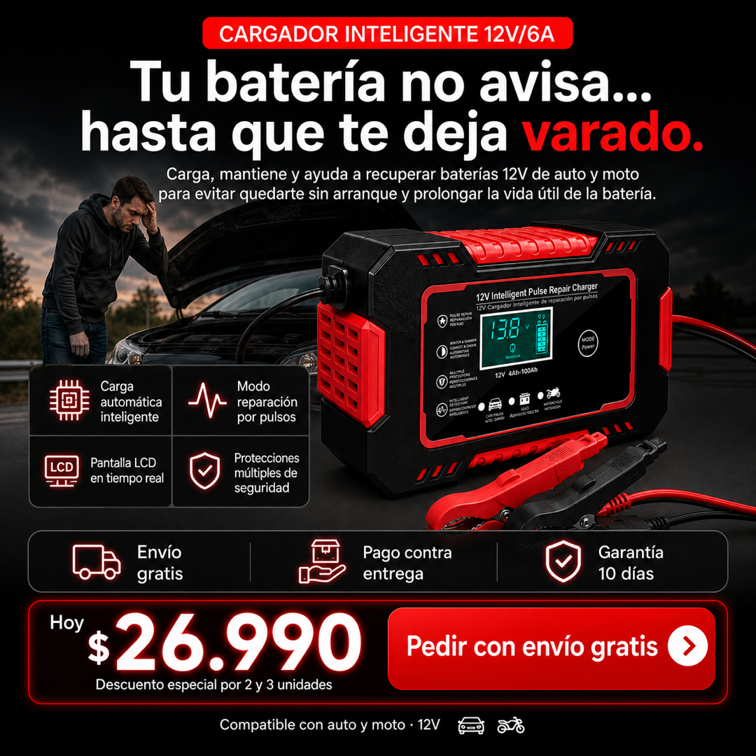 Cargador 12V - Tu bateria no avisa hasta que te deja varado