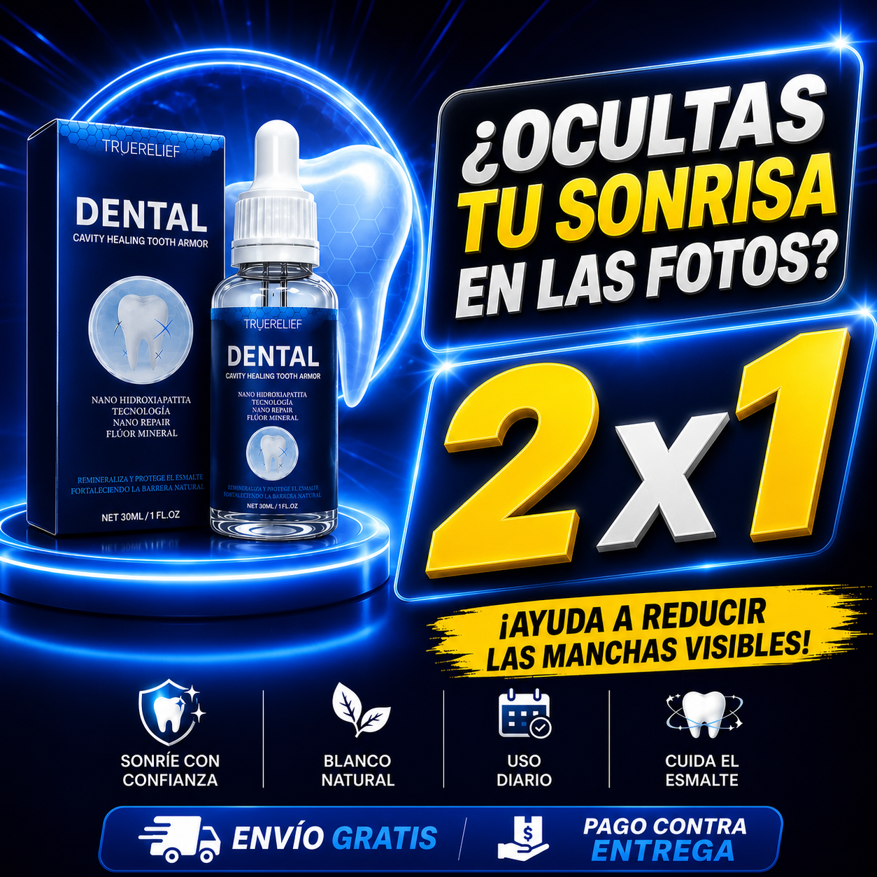 Aplicación del suero dental sobre el cepillo